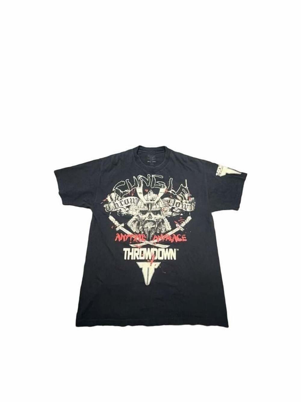 Throwdown Samurai Skull Graphic T Shirt Size XL Black